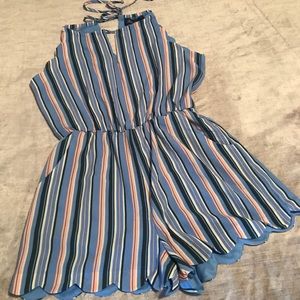 Francesca’s Pastel Striped Romper w Pockets